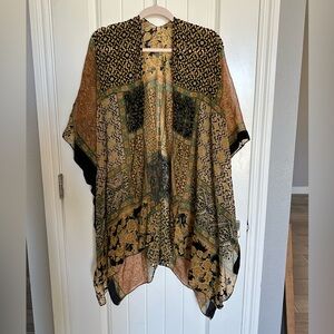 Olive green and black flowy shawl